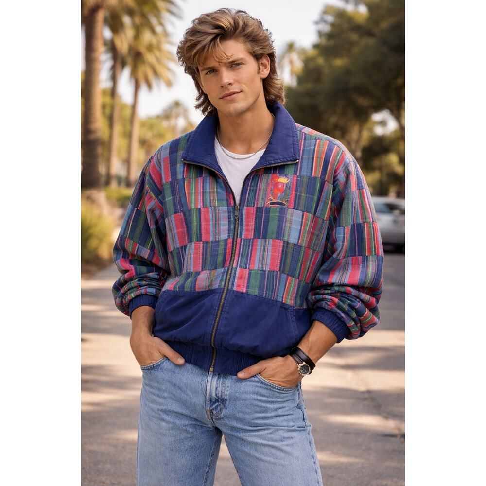 Vintage Lavon Sport Golf Color Block Printed Jacket Crown Embroidery Size M